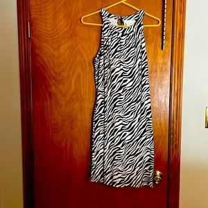 Black and white Tiger striped midi dress.